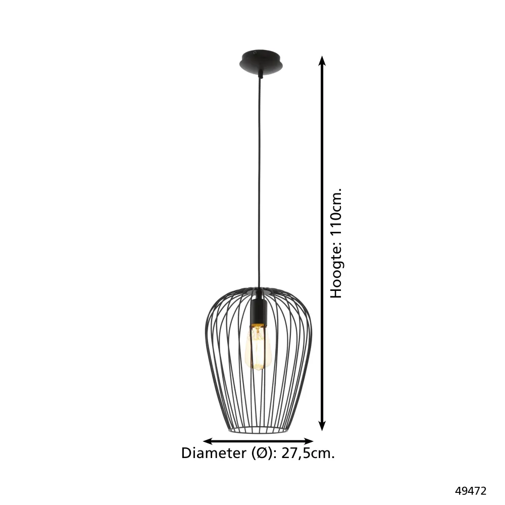 EGLO hanglamp Newtown - e27 - ø 27,5 cm - zwart