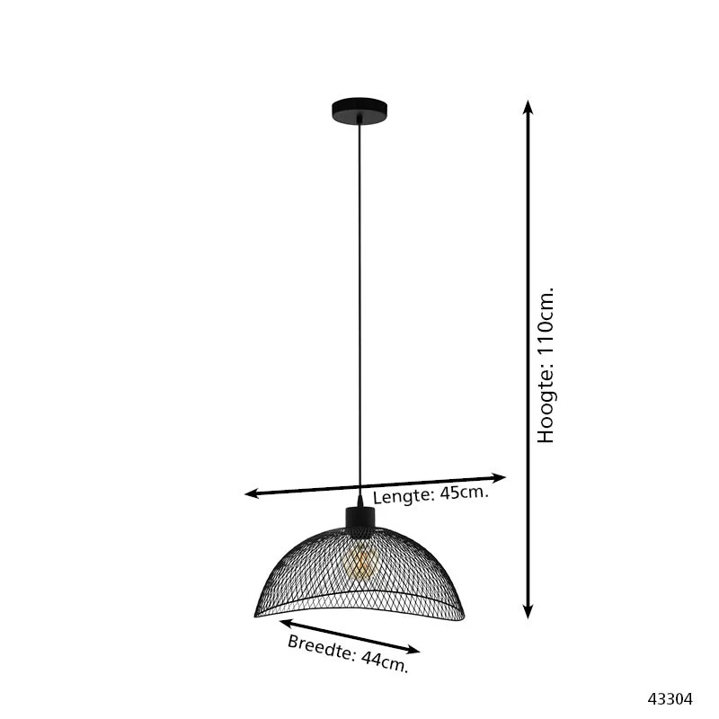 EGLO hanglamp Pompeya - e27 - ø 44 cm - zwart