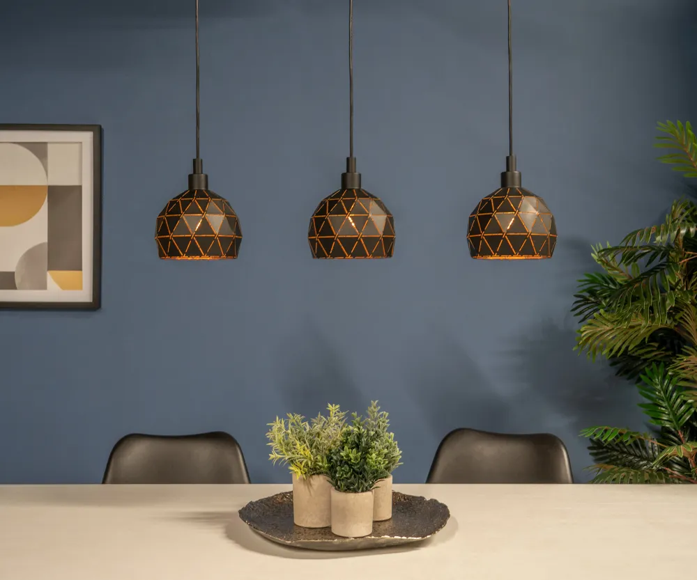 EGLO hanglamp Roccaforte - e14 - 75 cm - zwart/goud