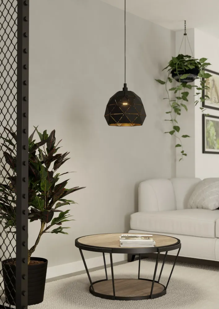 EGLO hanglamp Roccaforte - e27 - ø30 cm - zwart/goud