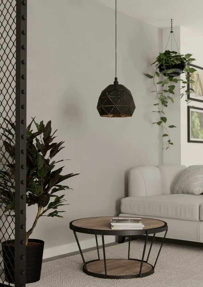 EGLO hanglamp Roccaforte - e27 - ø30 cm - zwart/goud