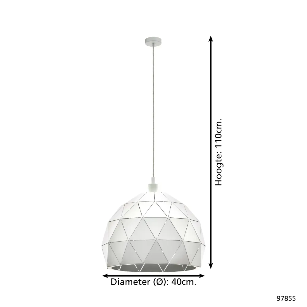 EGLO hanglamp Roccaforte - e27 - ø 40 cm - wit