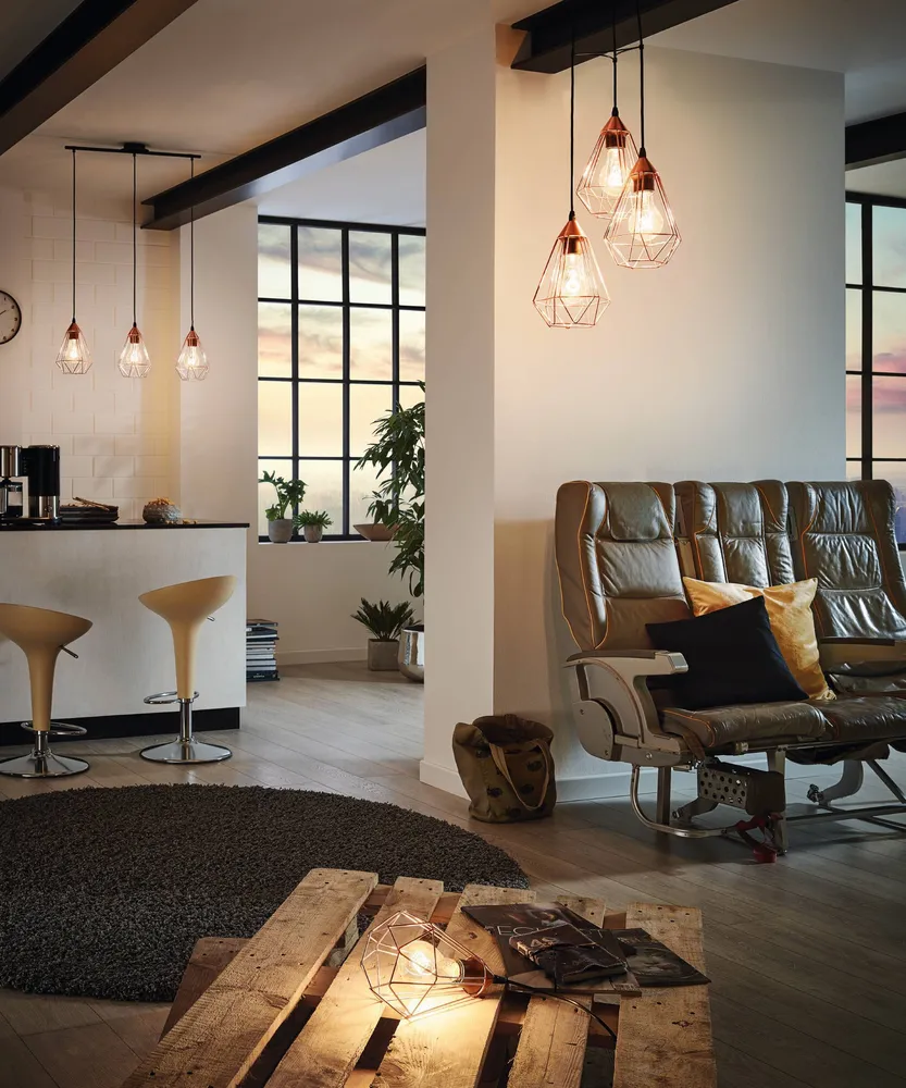 EGLO hanglamp Tarbes - e27 - 79 cm - zwart/koper