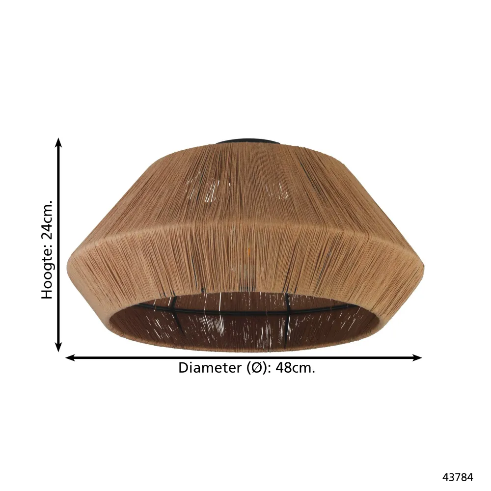 EGLO plafondlamp Alderney - e27 - ø 48 cm - zwart/bruin