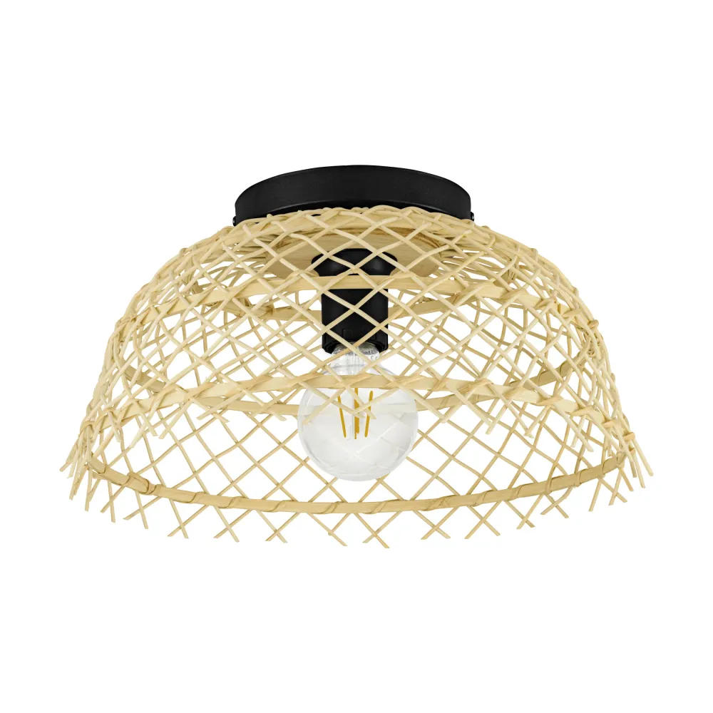 EGLO plafondlamp Ausnby - e27 - ø 37 cm - zwart/hout
