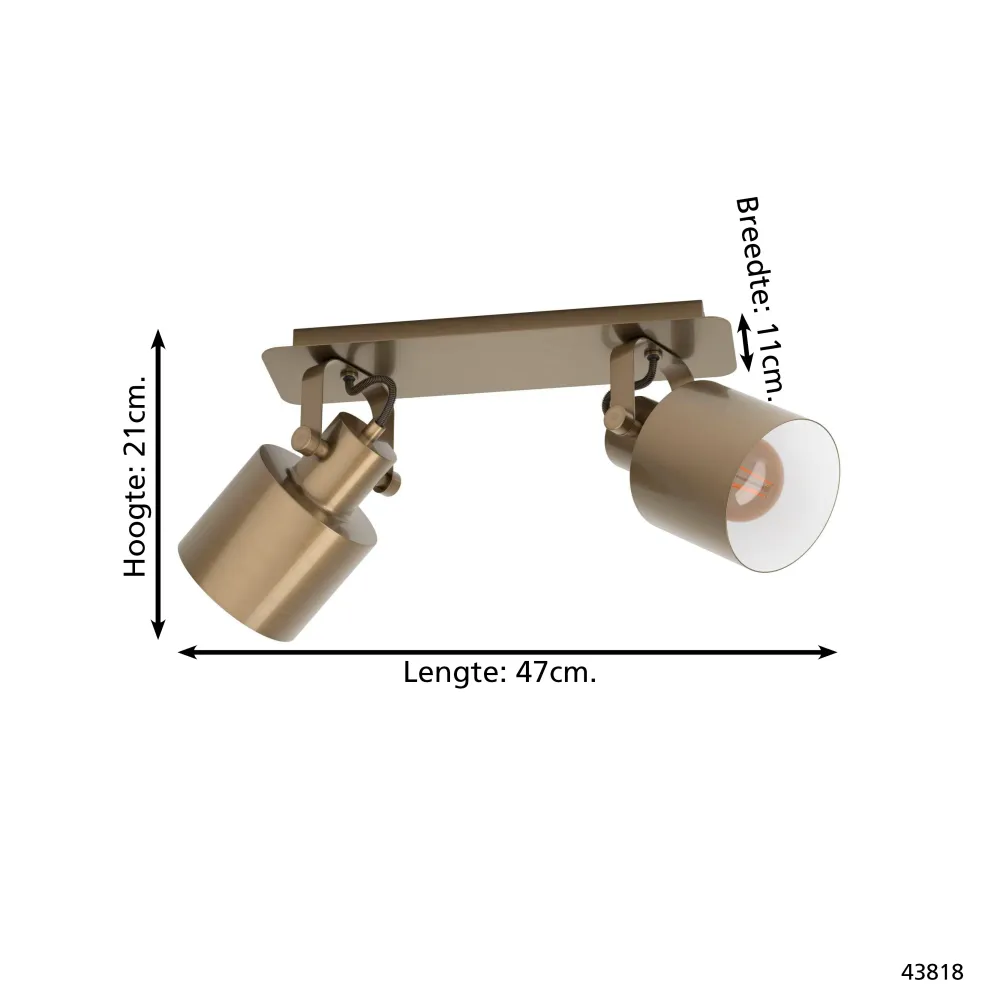 EGLO spot Southery - e27 - 2 lichts - 47 cm - goud/crème