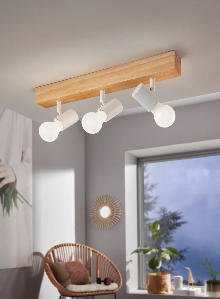 EGLO townshend 3 Townshend 3 - plafondlamp - 3-lichts - e27 - eikenhout/wit