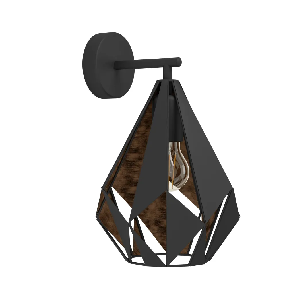 EGLO wandlamp Carlton 1 - e27 - 33 cm - zwart/koper