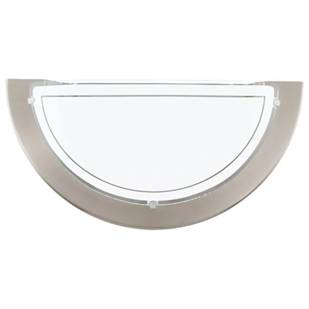 LUMINARIO DE MURO EGLO PLANET BASE E26 DE 60W NIQUEL SATINADO Y CRISTAL BLANCO