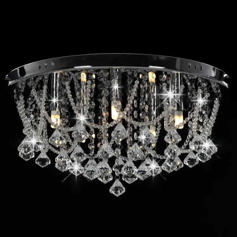 Elegante plafondlamp met kristallen en glinsterende kralen
