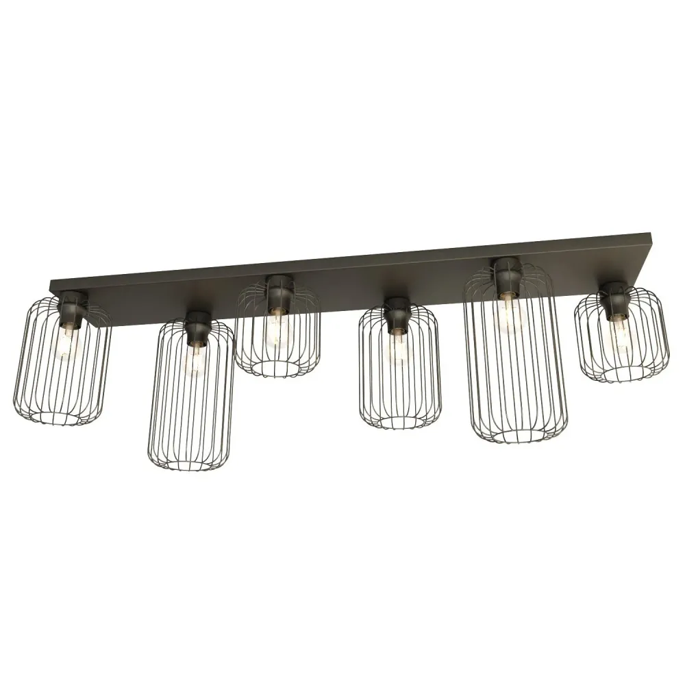 Emibig plafondlamp Barn - 6 lichts - 115 x 35 cm - zwart