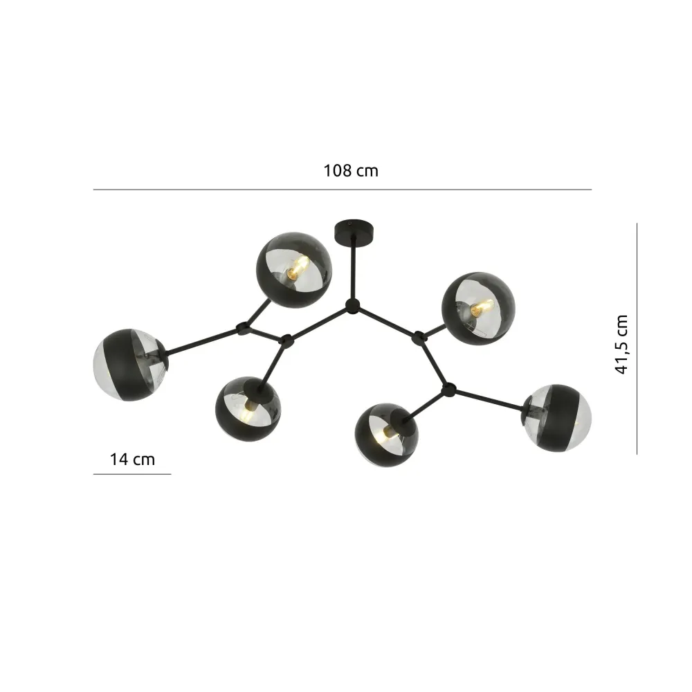 6-lichts pafondlamp Stratos Emibig Lighting