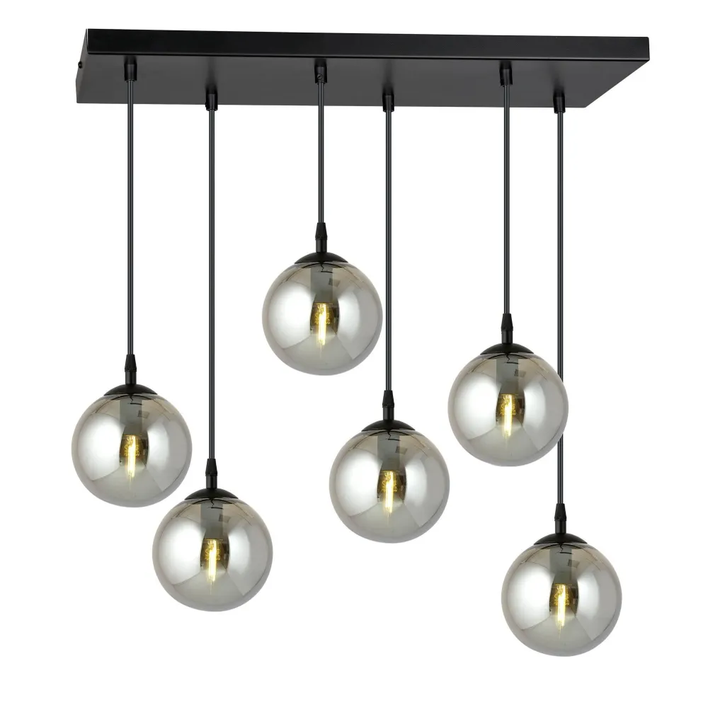 Glazen hanglamp eetkamer Cosmo 6-lichts Emibig Lighting