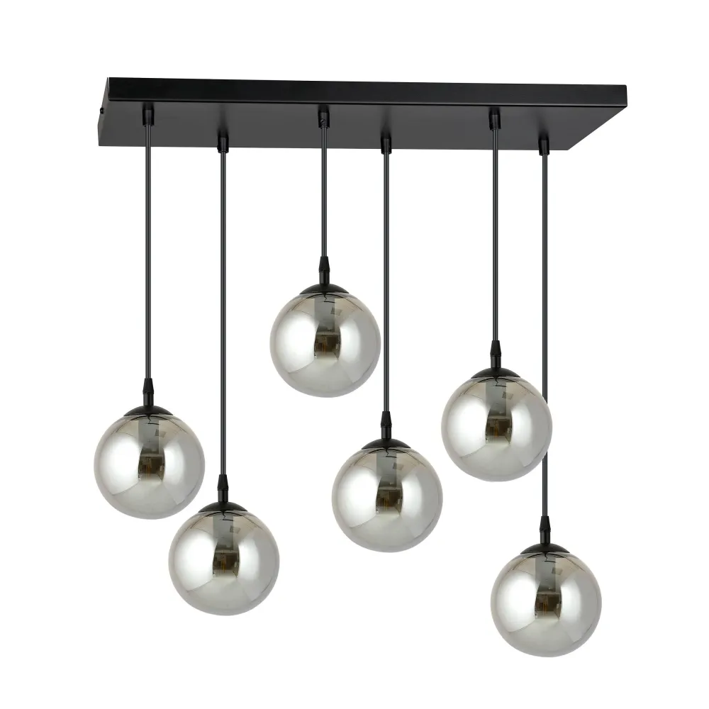 Glazen hanglamp eetkamer Cosmo 6-lichts Emibig Lighting