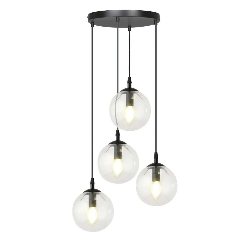 Glazen hanglamp eetkamer Cosmo rond 4-lichts Emibig Lighting