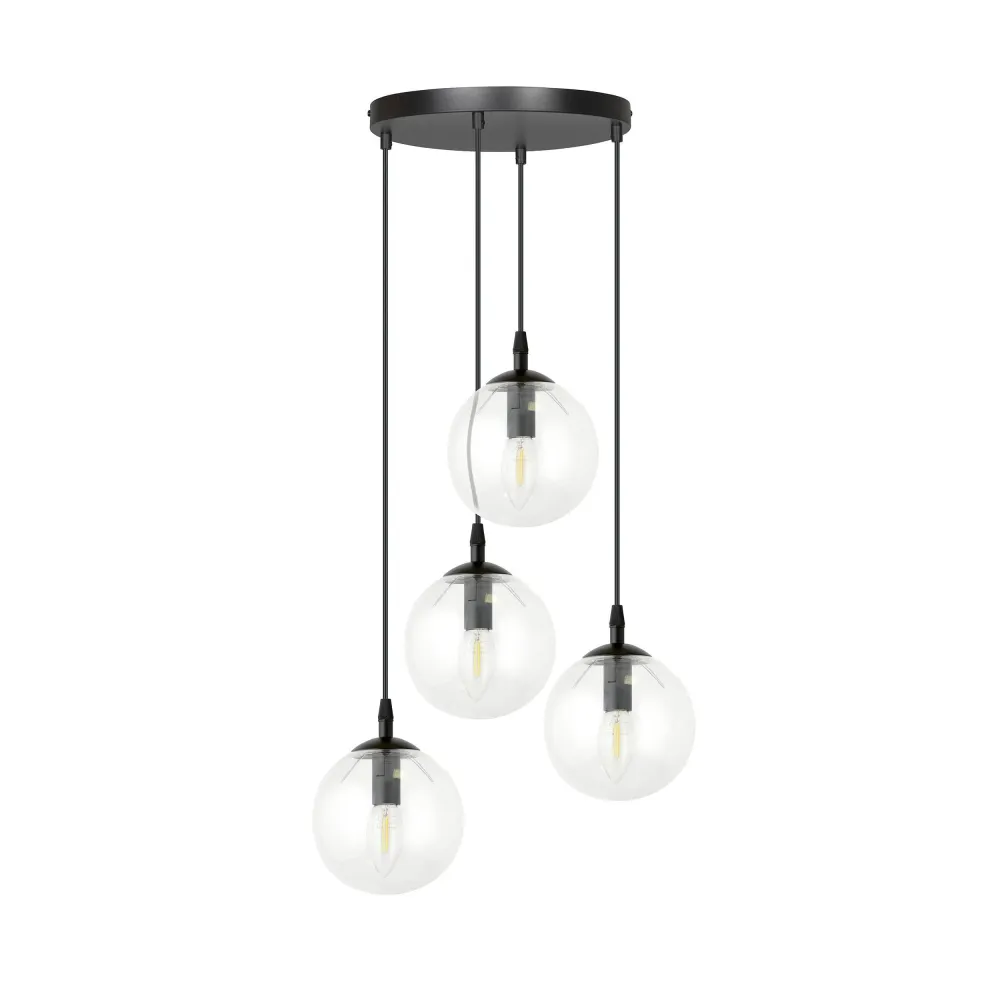 Glazen hanglamp eetkamer Cosmo rond 4-lichts Emibig Lighting