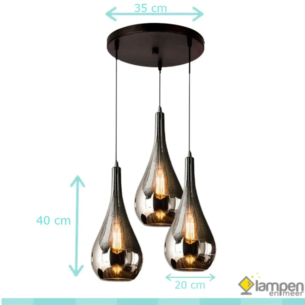 Hanglamp Druppelvormig Smoke glas - 3 lichts Eric Kuster Stijl