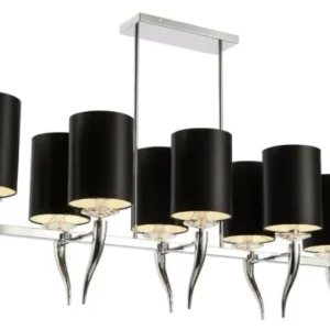 Hanglamp Hoorn met zilver - Zwarte Kapjes - 10 lichts Eric Kuster Stijl