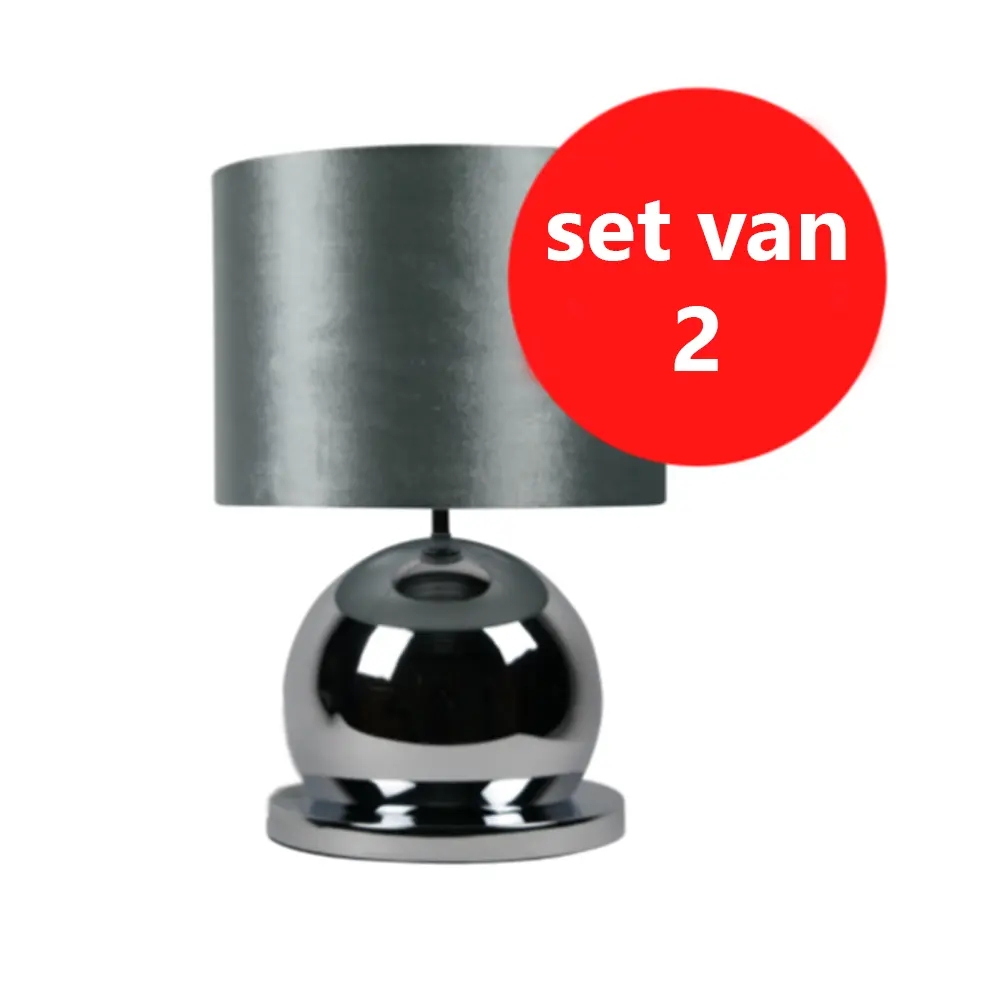 Bollamp - Chromer - Tafellamp - 1 Bol - Ronde Voet - Set van 2 Eric Kuster Style