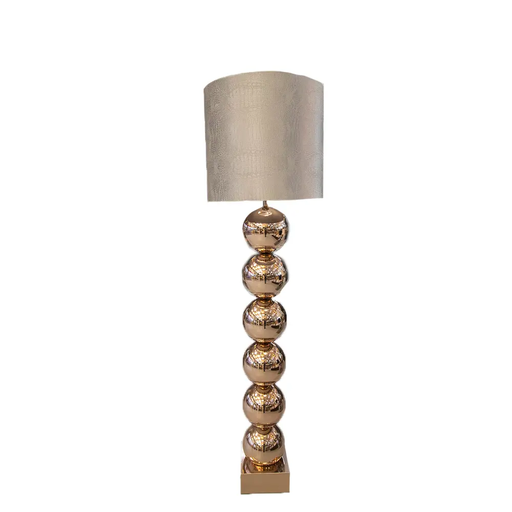 Bronzen 6 Bollamp Met Zilveren Croco Kap Eric Kuster Style