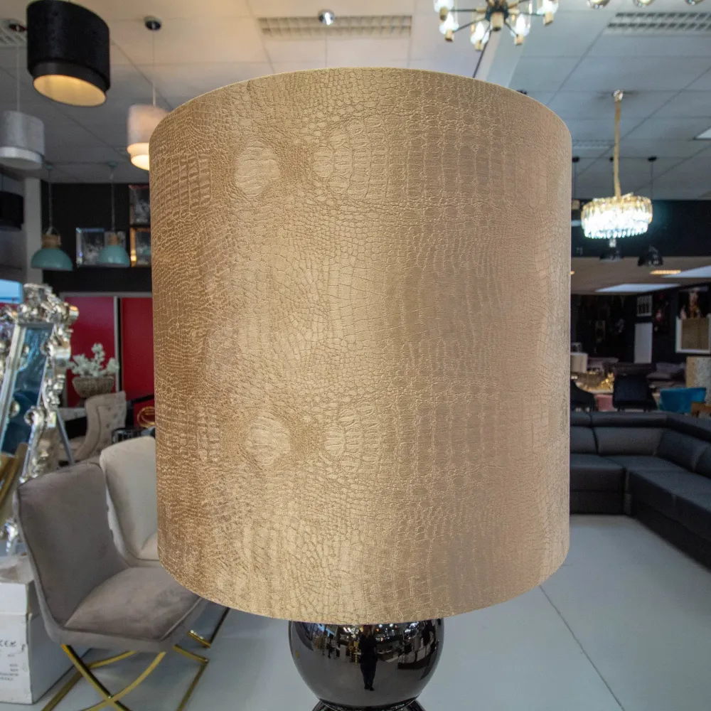 Zwarte 6 Bollamp Met Bruine Croco Kap Eric Kuster Style