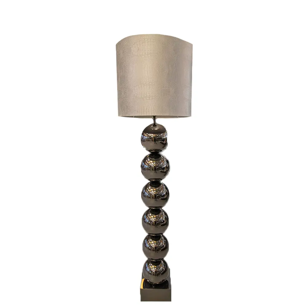 Zwarte 6 Bollamp Met Zilvere Croco Kap Eric Kuster Style