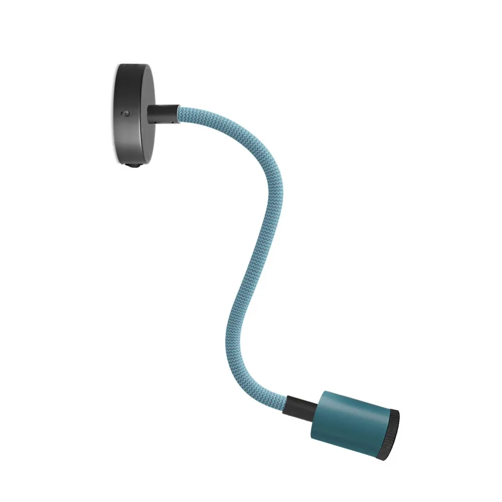 Fermaluce Flex 30 Pastel lamp met mini plafondkap met schakelaar en mini spot GU1d0 - Petrolio