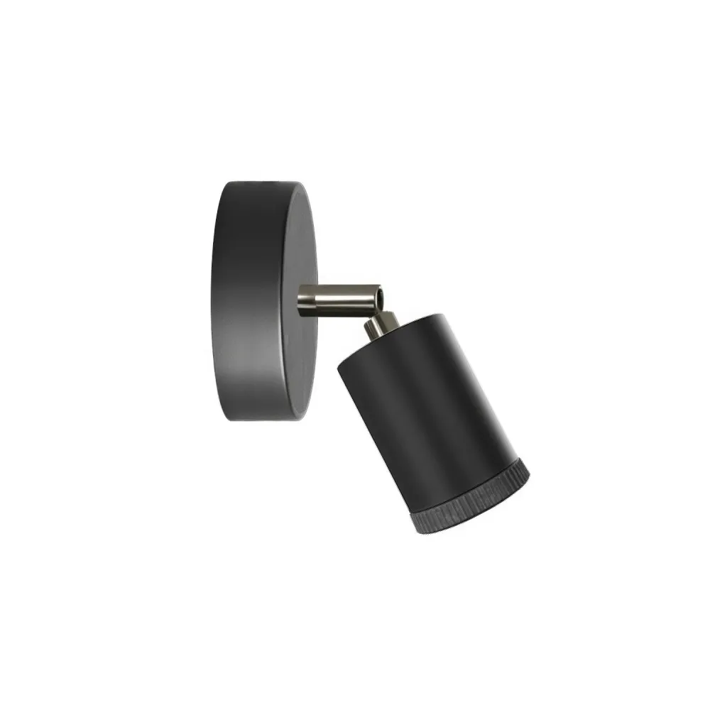 Fermaluce Mini Spot GU1d0, verstelbare lamp voor wand plafond met scharnier - Zwart
