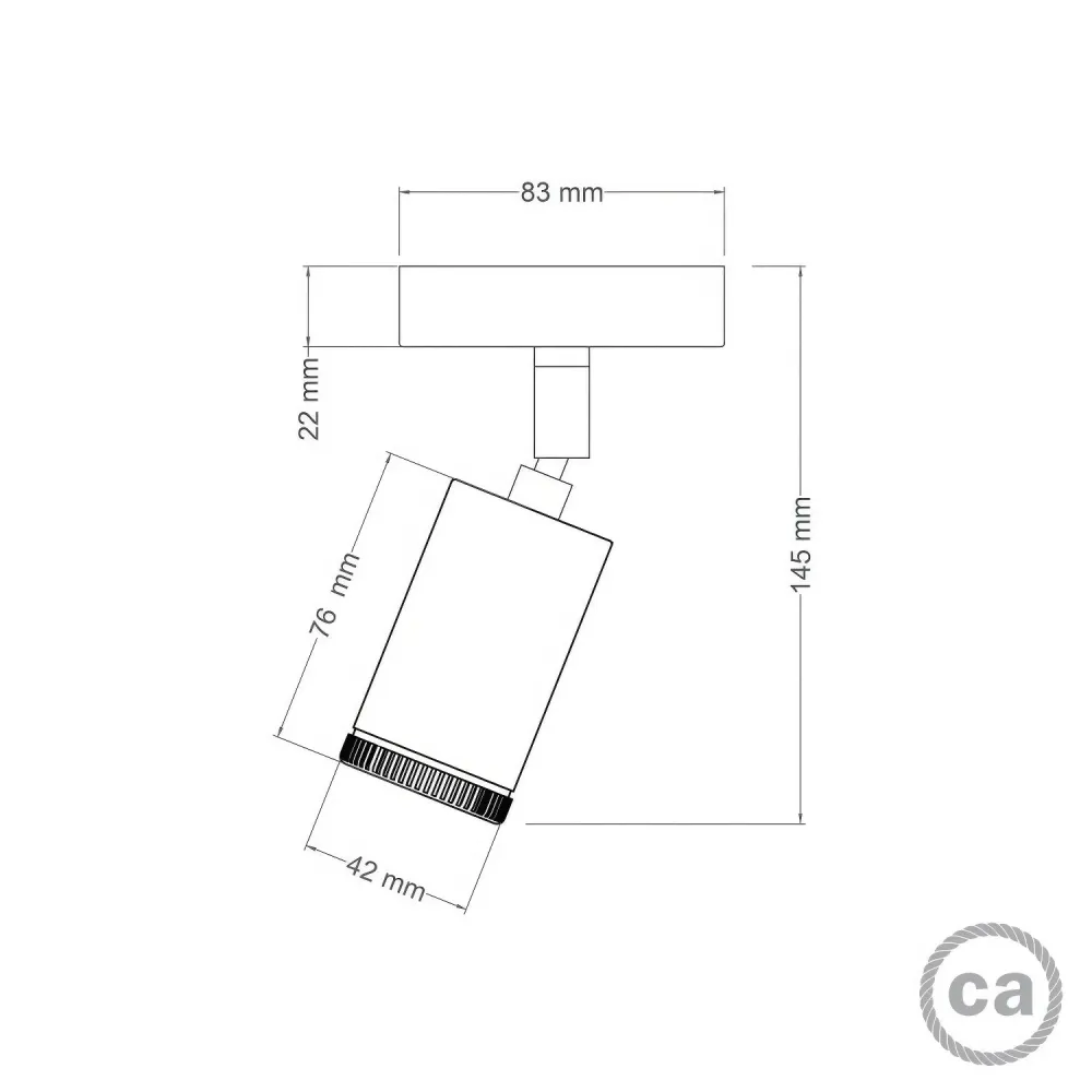 Fermaluce Mini Spot GU1d0, verstelbare lamp voor wand plafond met scharnier - Zwart