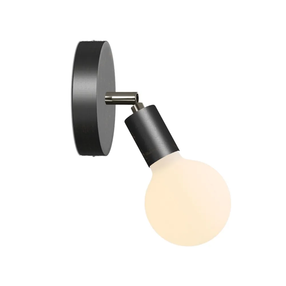 Fermaluce Snodo lamp hout met Globo Porselein lichtbron - Zwart