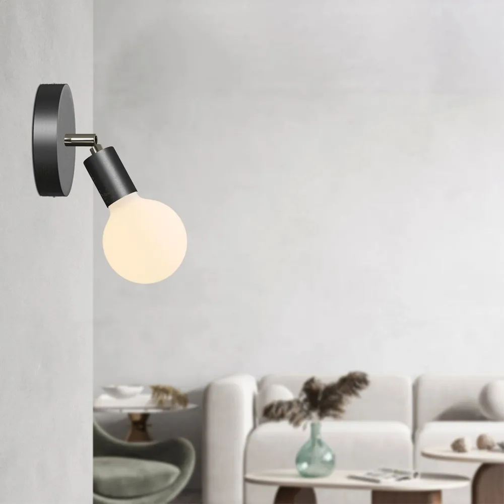 Fermaluce Snodo lamp hout met Globo Porselein lichtbron - Zwart