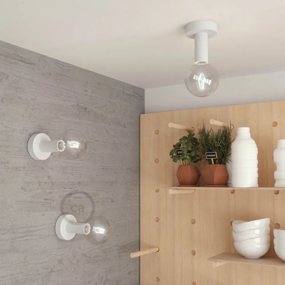 Fermaluce Wood M, de gelakte houten plafonnière voor wand plafond - Wit