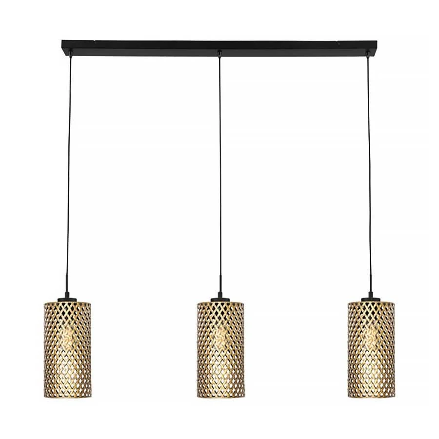 Freelight hanglamp Cestino - 3 lichts - 120 x 150 cm - zwart - goud