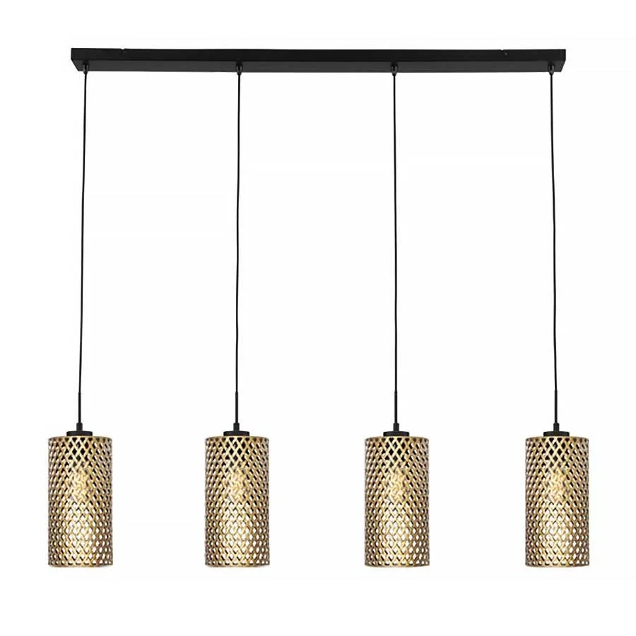 Freelight hanglamp Cestino - 4 lichts - 120 x 150 cm - zwart - goud