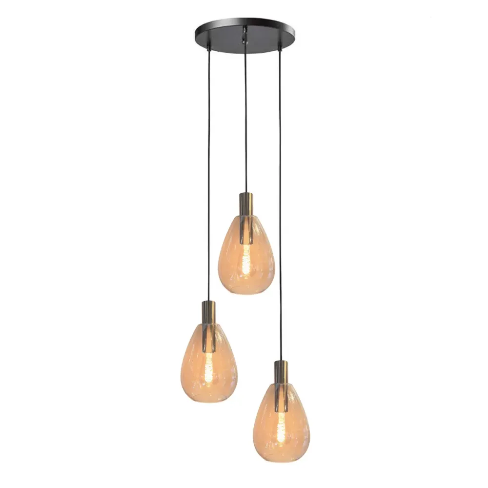 Freelight hanglamp Dorato - 3 lichts - 35 x 150 cm - zwart goud