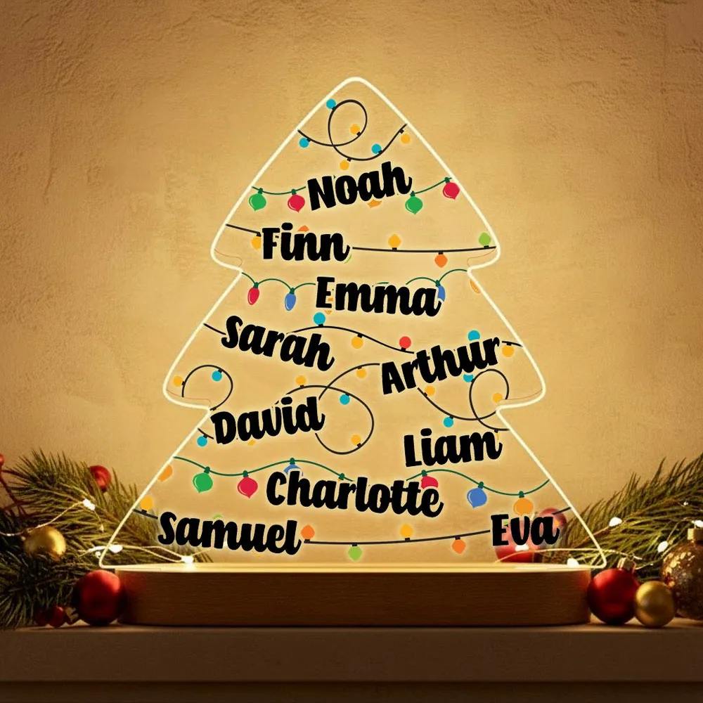 Full color Kerstboom met namen Ledlamp