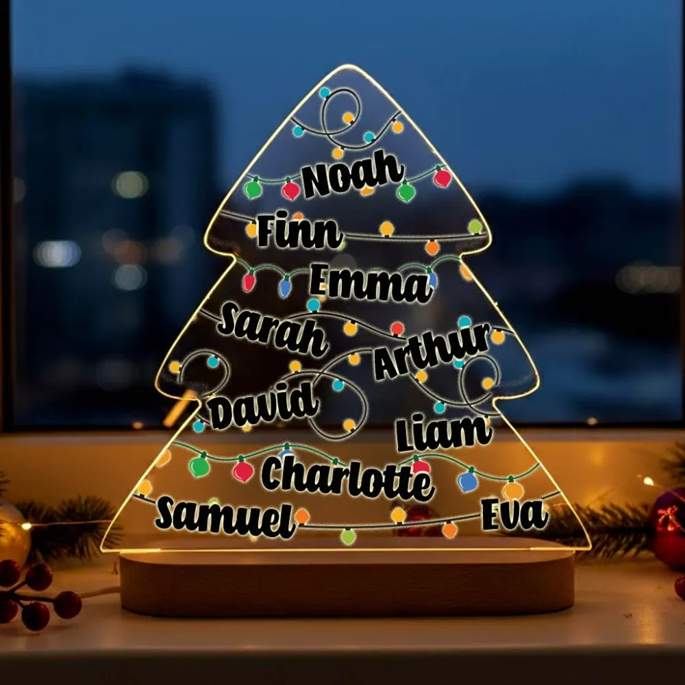 Full color Kerstboom met namen Ledlamp