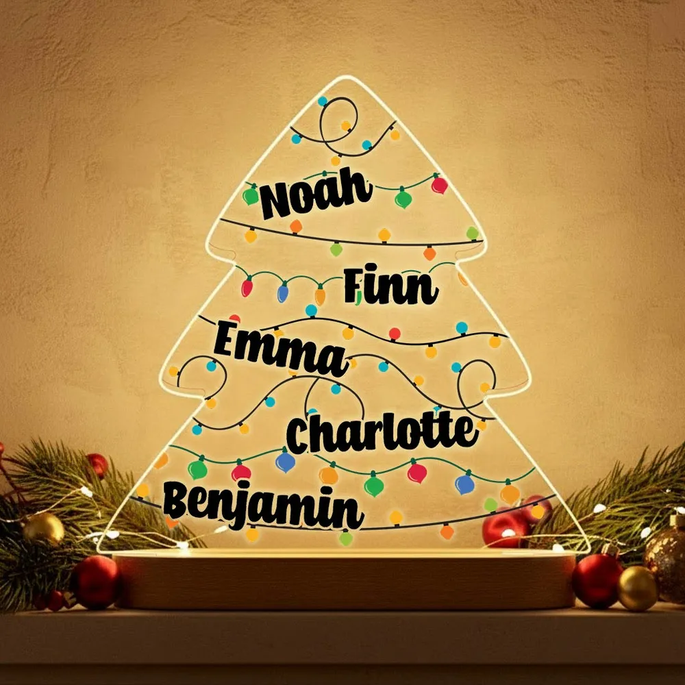 Full color Kerstboom met namen Ledlamp