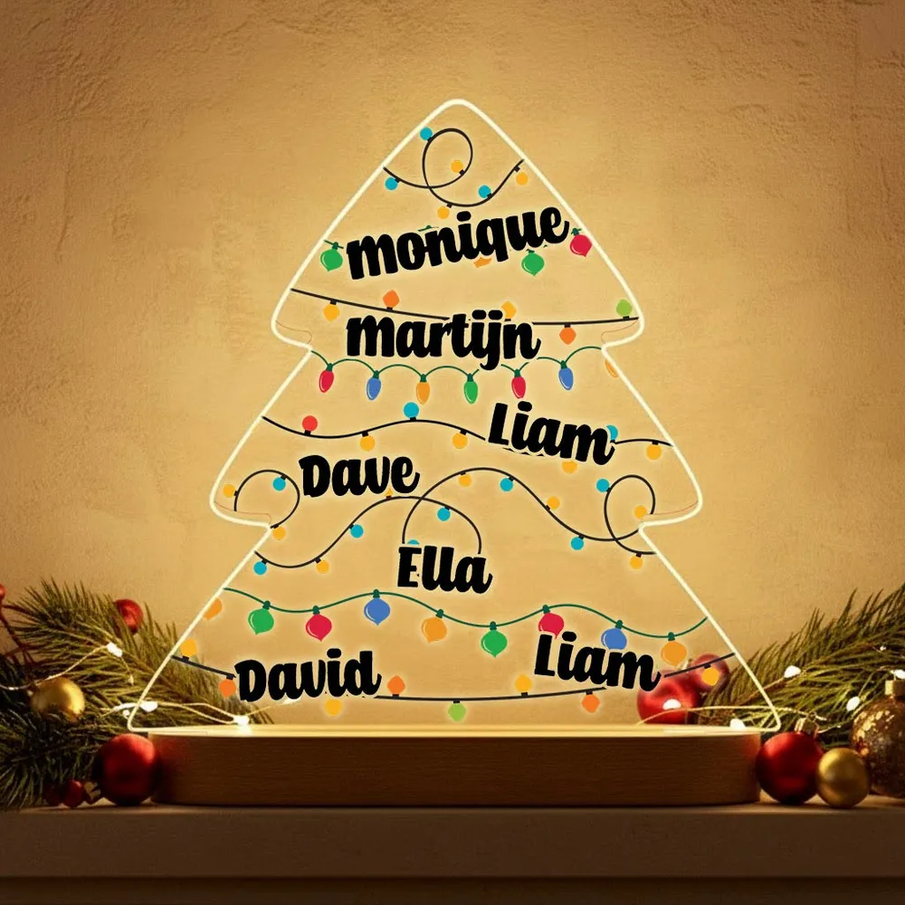 Full color Kerstboom met namen Ledlamp