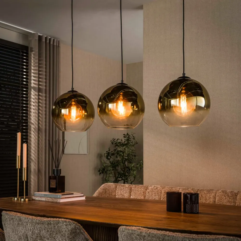 Giga Living Hanglamp Bubble Shaded - Goud Metaal - 115x30x150cm Giga Meubel