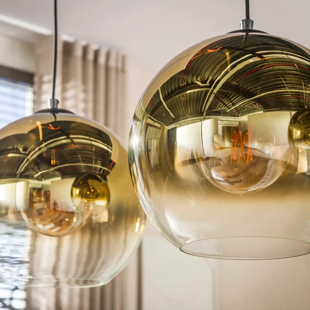 Giga Living Hanglamp Bubble Shaded - Goud Metaal - 115x30x150cm Giga Meubel