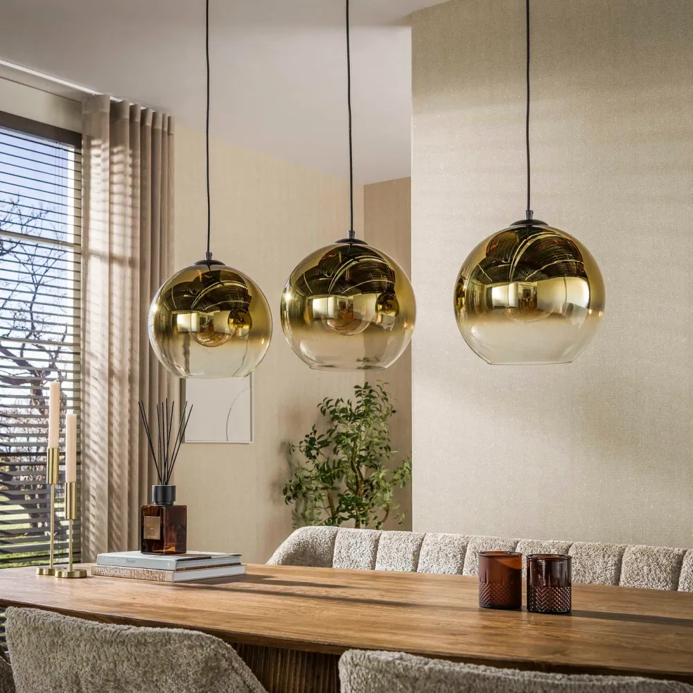 Giga Living Hanglamp Bubble Shaded - Goud Metaal - 115x30x150cm Giga Meubel
