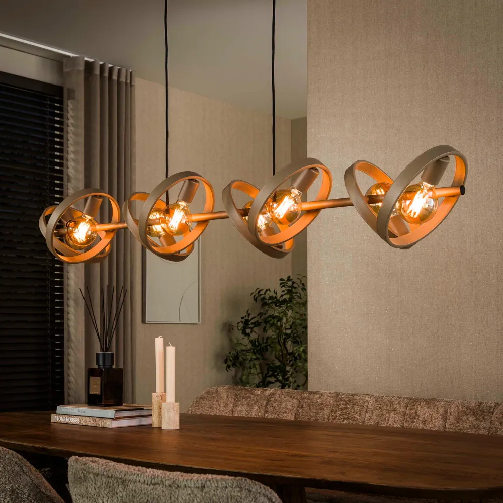 Giga Living Hanglamp Hover - Beige Metaal - 160x40x150cm Giga Meubel