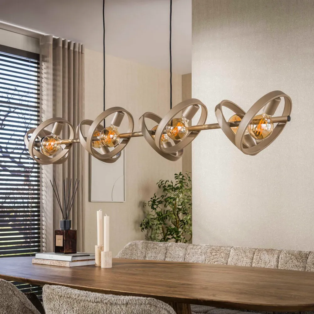 Giga Living Hanglamp Hover - Beige Metaal - 160x40x150cm Giga Meubel