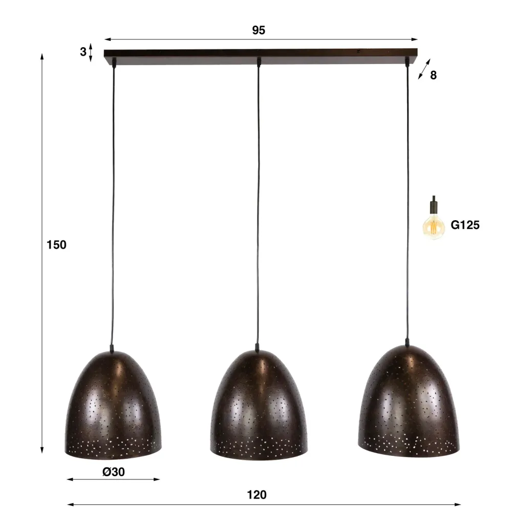 Giga Living Hanglamp Kosmos - Bruin Metaal - 120x30x150cm Giga Meubel