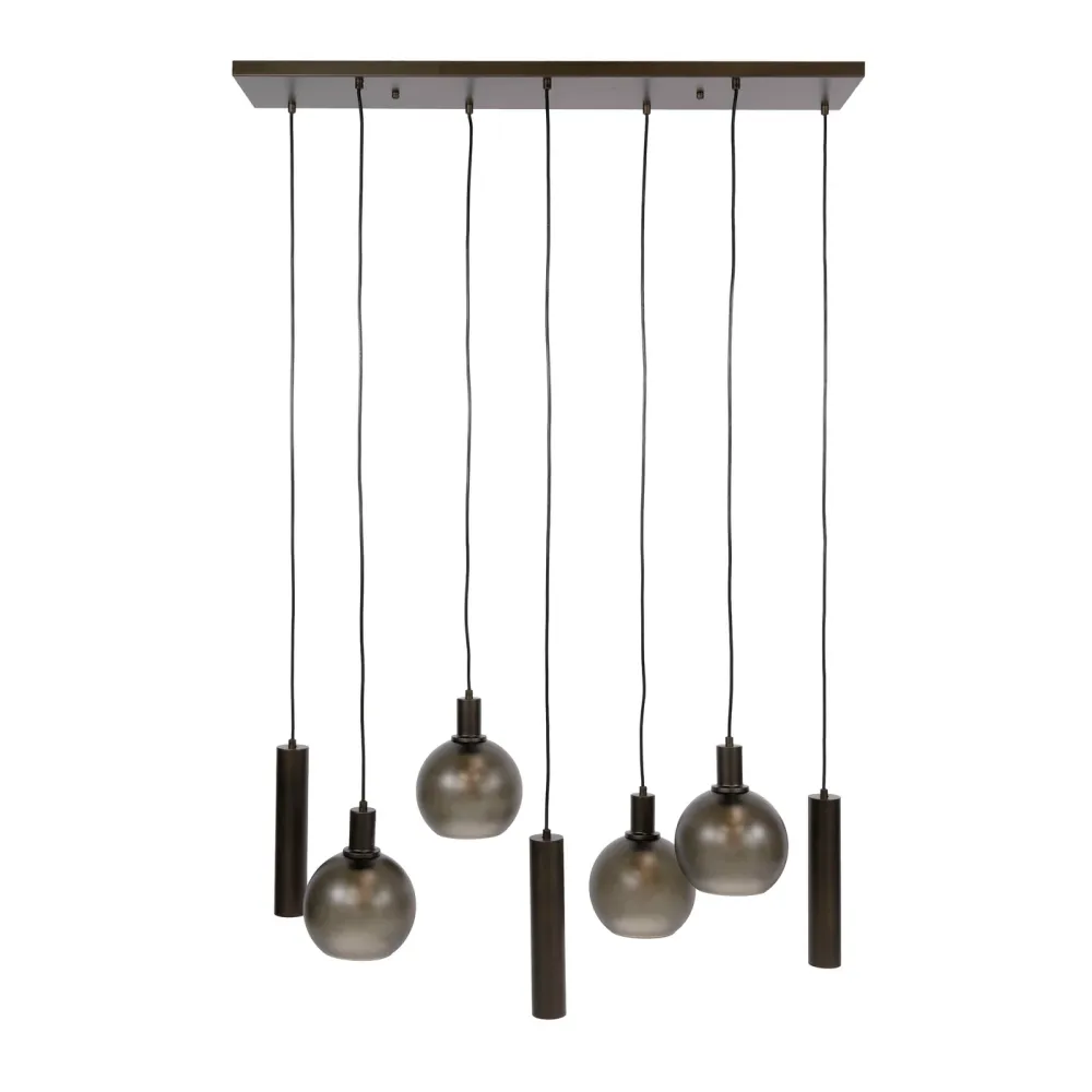 Giga Living Hanglamp Sfera Tricolore - Bruin Glas - 100x35x150cm Giga Meubel