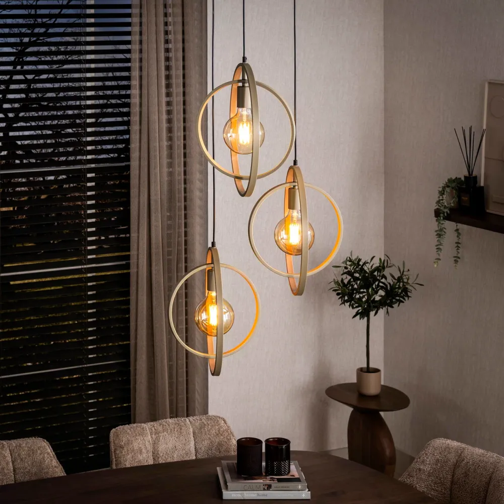 Giga Living Hanglamp Turn Around - Beige Metaal - Ø40x150cm Giga Meubel