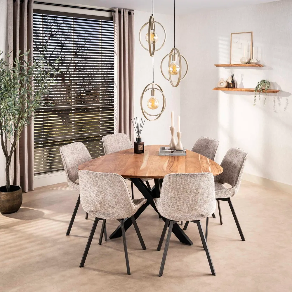Giga Living Hanglamp Turn Around - Beige Metaal - Ø40x150cm Giga Meubel