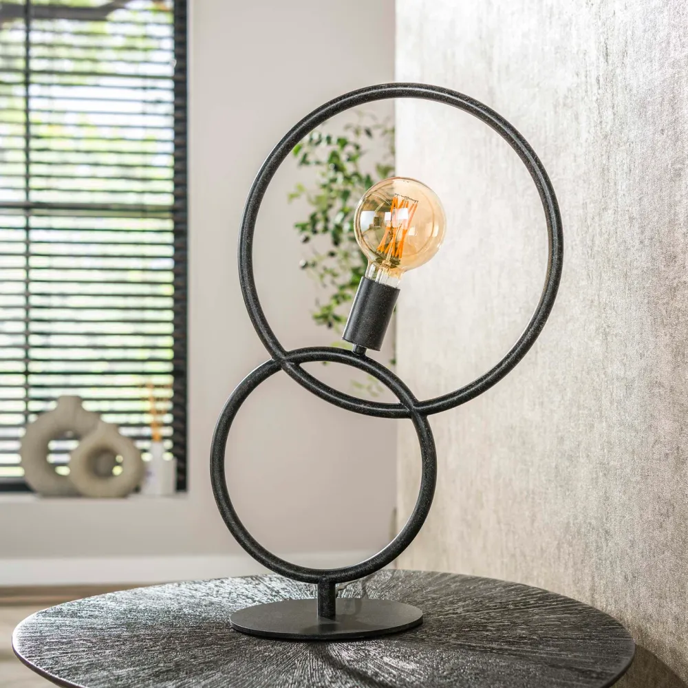 Giga Living Tafellamp Loop - Zwart Metaal - 40x20x55cm Giga Meubel