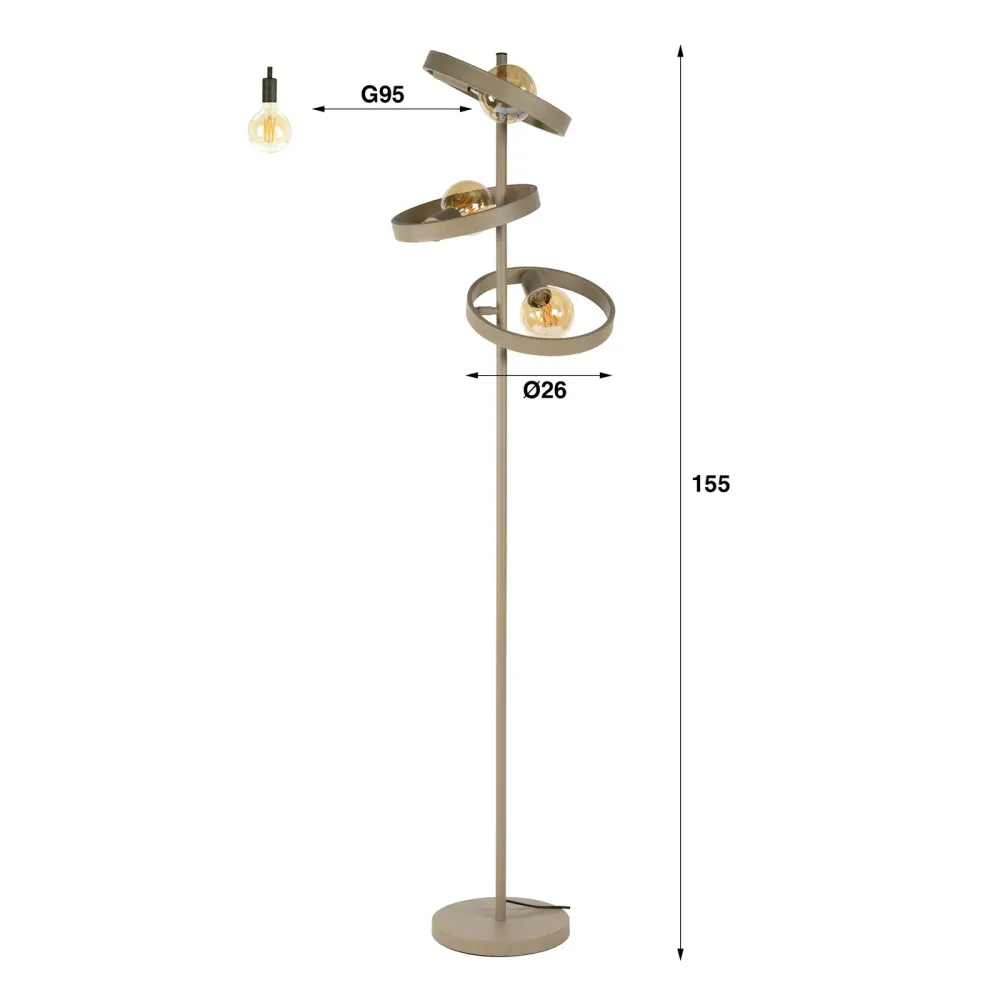 Giga Living Vloerlamp Hover - Beige Metaal - Ø40x155cm Giga Meubel